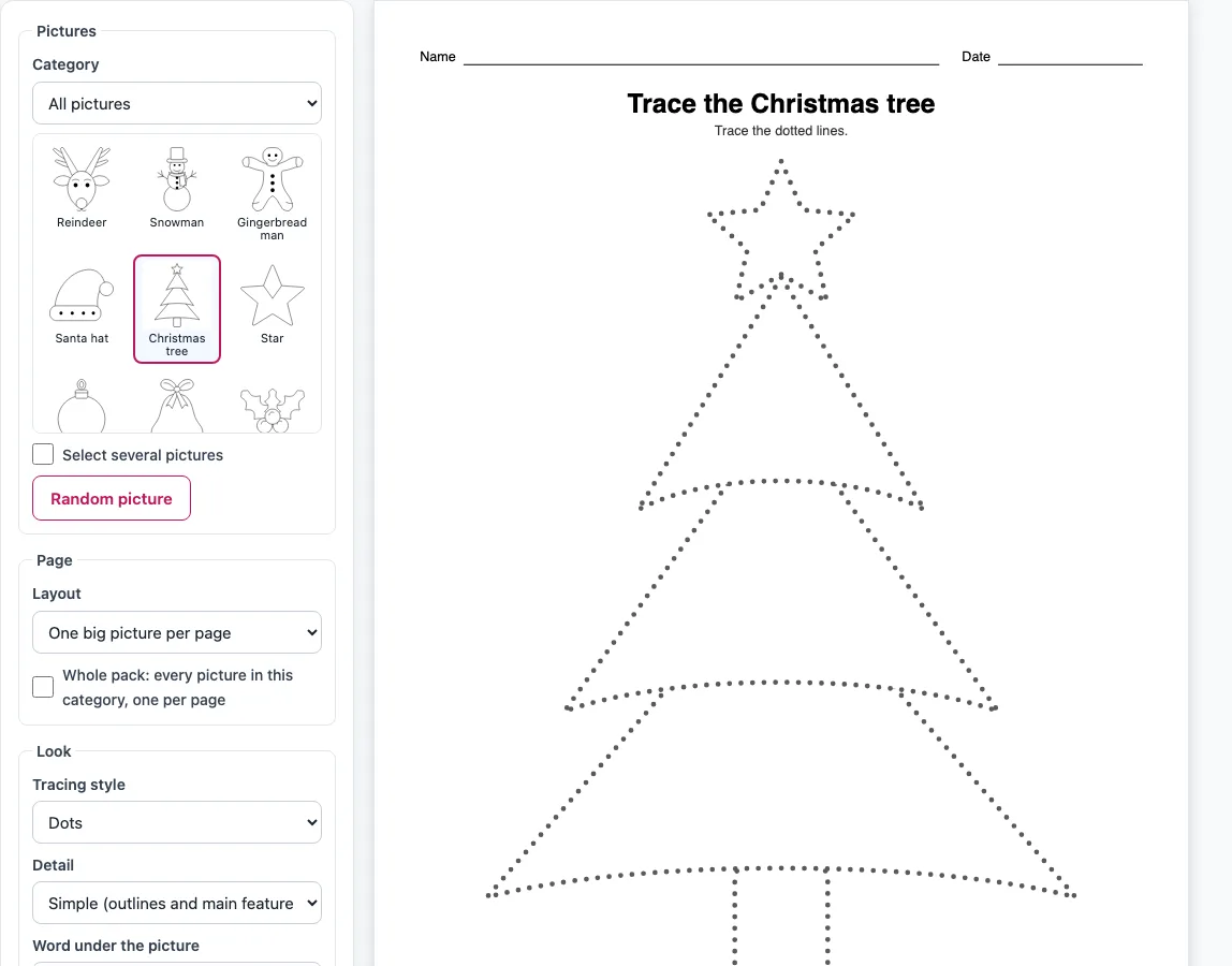 Christmas tree tracing example